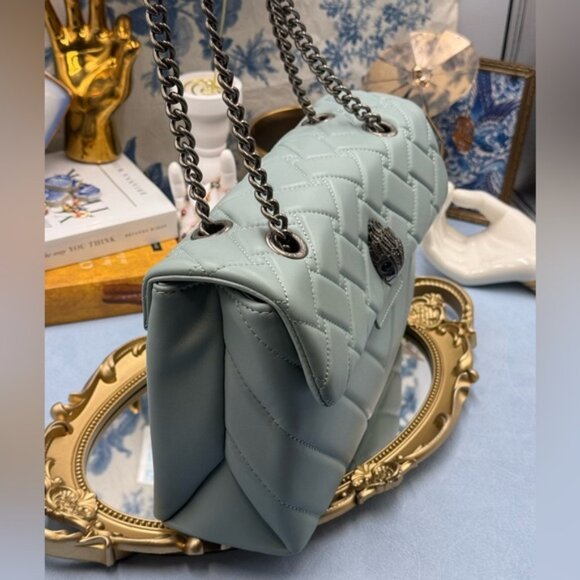 🆕 KURT GEIGER LONDON 🧿 NWT Leather Kensington Shoulder Bag, Pale Blue Grey - Picture 5 of 15